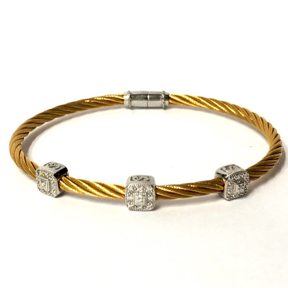 Charriol Diamond Station Bangle Bracelet - Picture 1 of 7